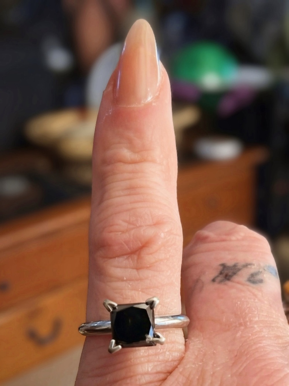 🔥 Stunning 1ct Princess Cut Black Diamond Engagement/Statement Ring 14K WG